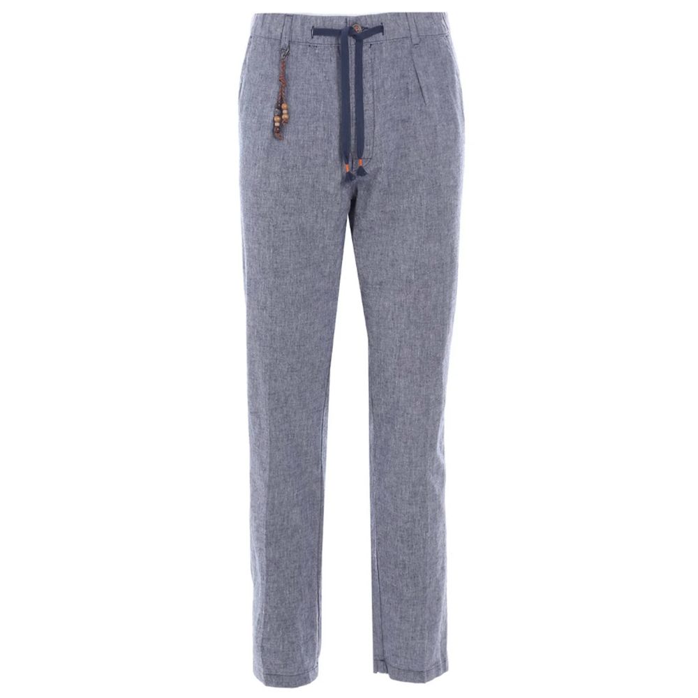 Yes Zee Light Blue Linen Men Trouser -   -  Yes Zee.