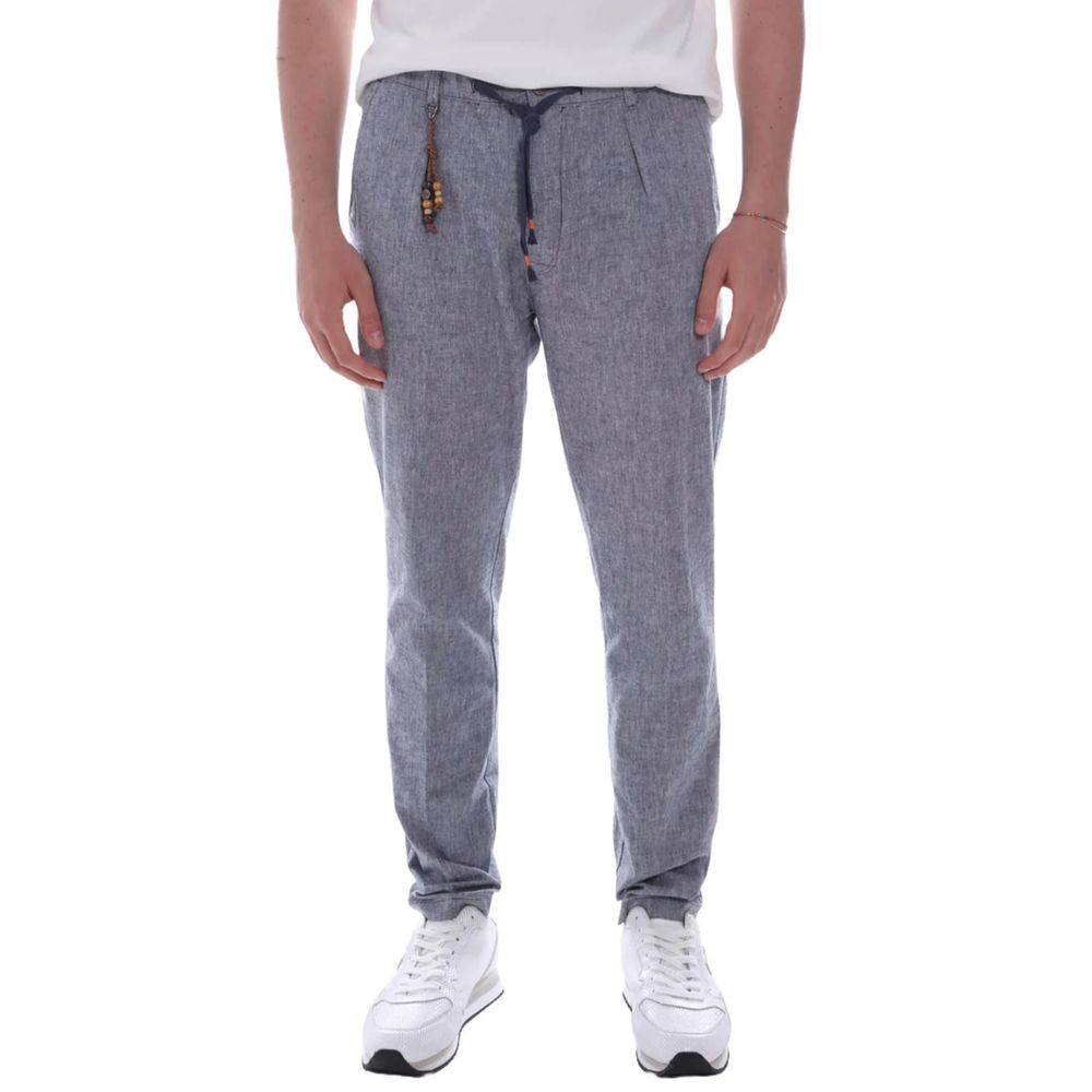 Yes Zee Light Blue Linen Men Trouser -   -  Yes Zee.
