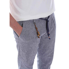 Yes Zee Light Blue Linen Men Trouser -   -  Yes Zee.