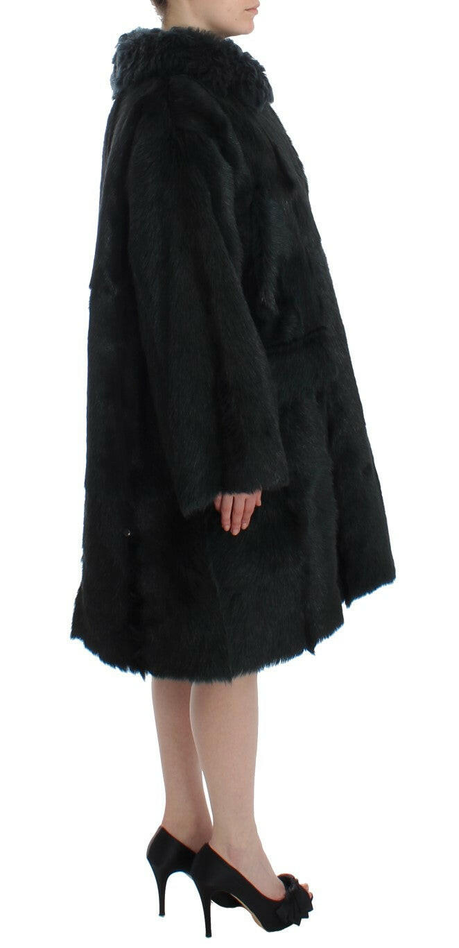 Dolce & Gabbana Black Goat Fur Shearling Long Jacket Coat -   -  Dolce & Gabbana.
