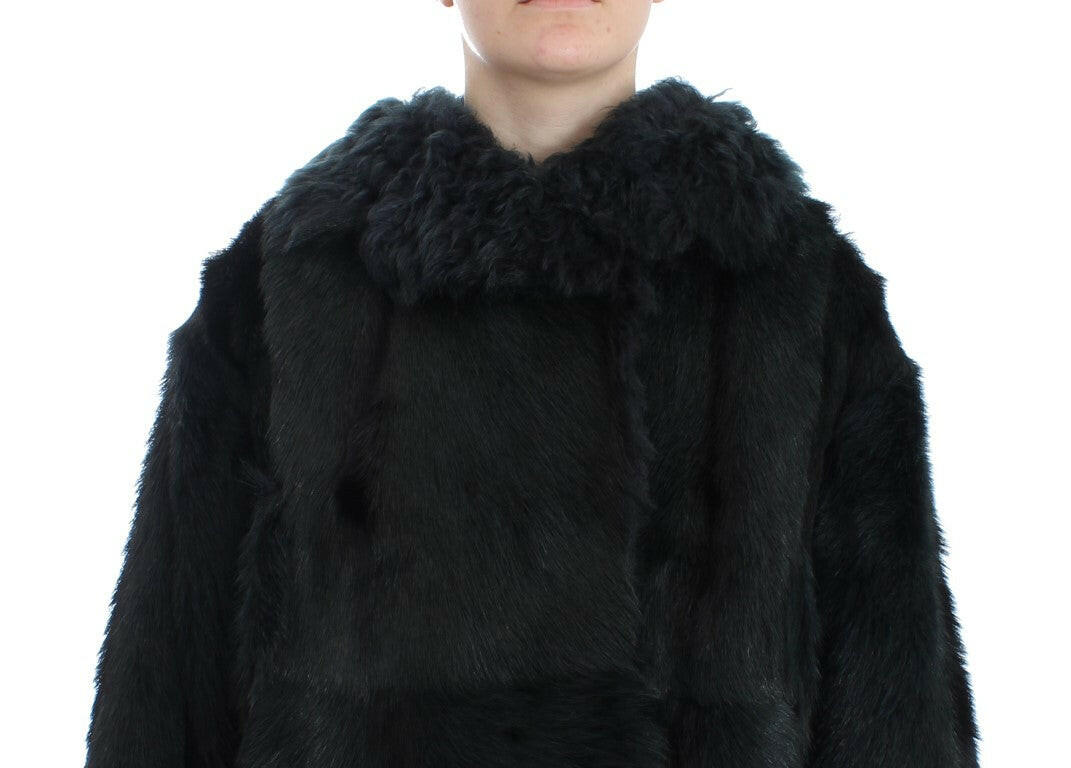 Dolce & Gabbana Black Goat Fur Shearling Long Jacket Coat -   -  Dolce & Gabbana.