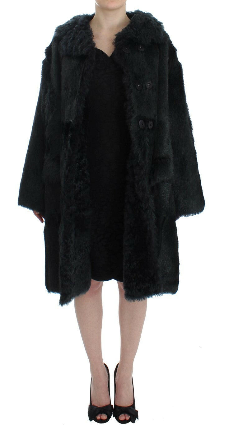 Dolce & Gabbana Black Goat Fur Shearling Long Jacket Coat -   -  Dolce & Gabbana.
