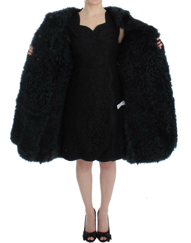 Dolce & Gabbana Black Goat Fur Shearling Long Jacket Coat -   -  Dolce & Gabbana.
