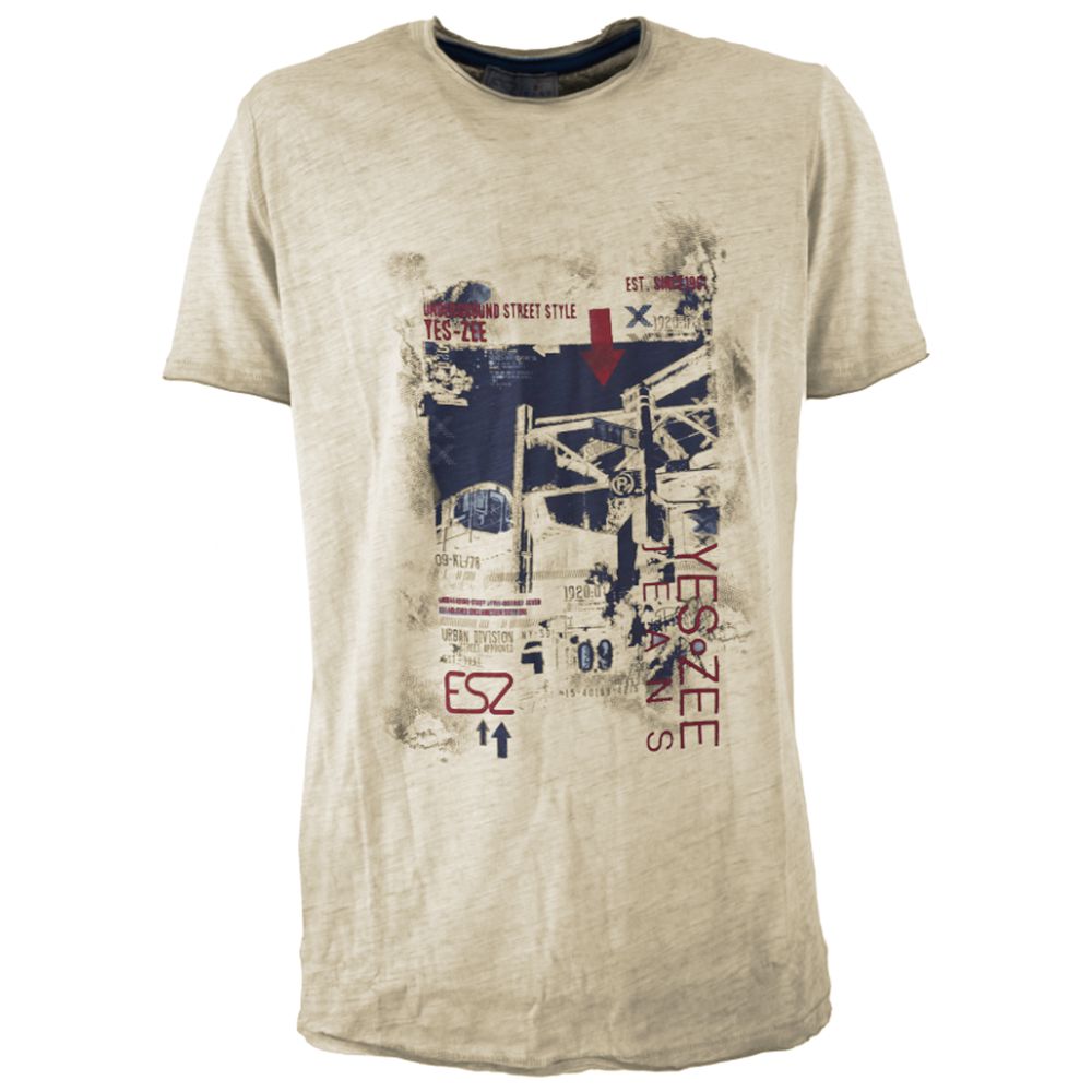 Yes Zee Beige Cotton T-Shirt -   -  Yes Zee.
