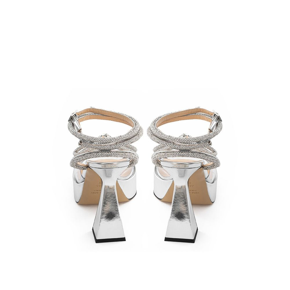 MACH & MACH Elegant Silver Leather Platforms -   -  MACH & MACH.