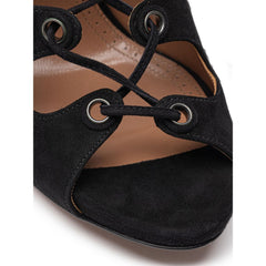 Alaïa Black Suede Leather Sandal -   -  Alaïa.