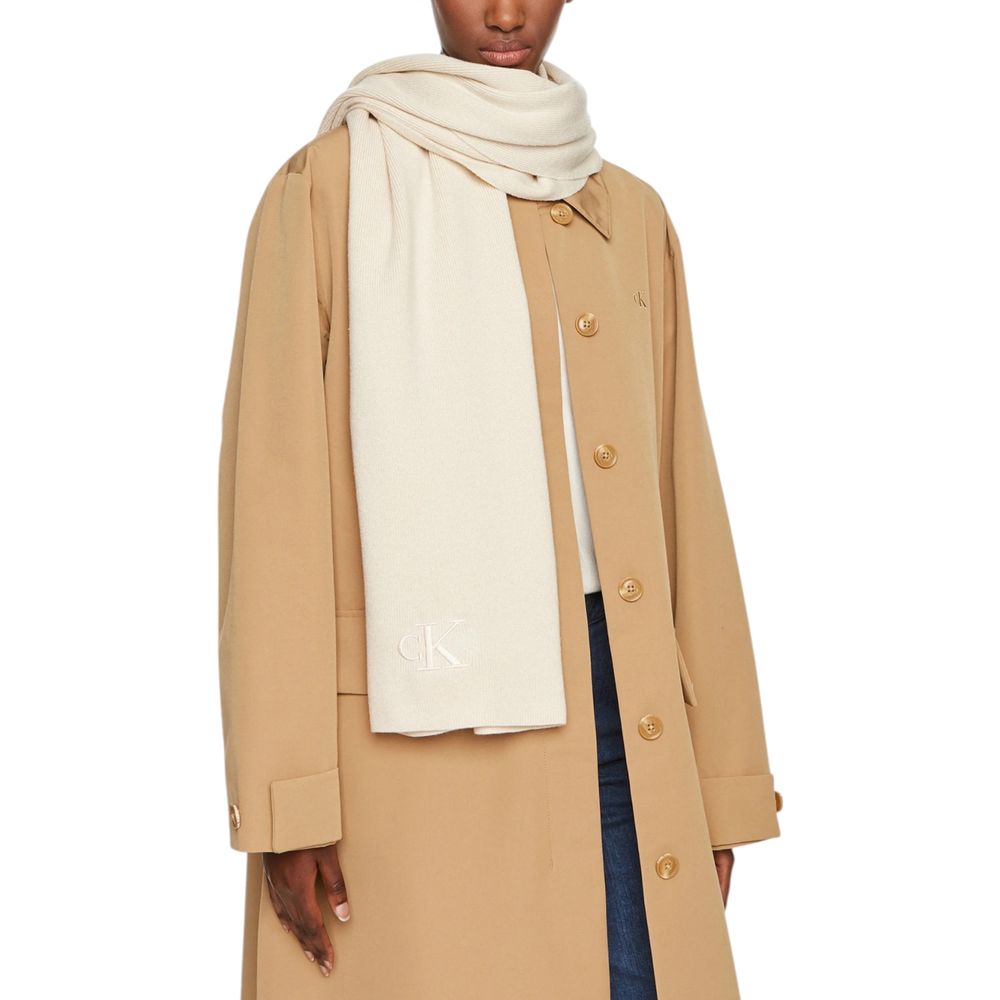 Calvin Klein Cream Recycled Polyester Scarf -   -  Calvin Klein.