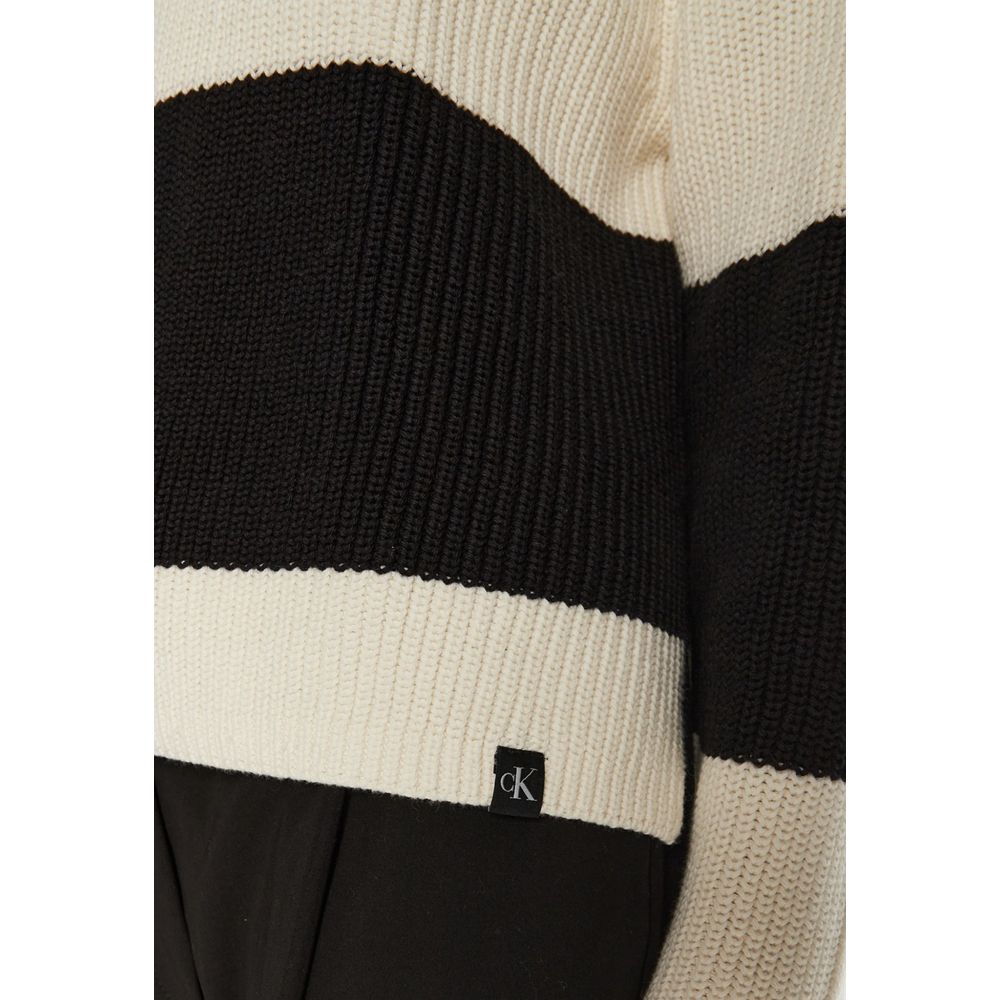 Calvin Klein Jeans Black And White Cotton Sweater -   -  Calvin Klein Jeans.