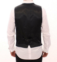 Dolce & Gabbana Gray Striped Wool Single Breasted Vest -  Vests for Men Suits -  Dolce & Gabbana.