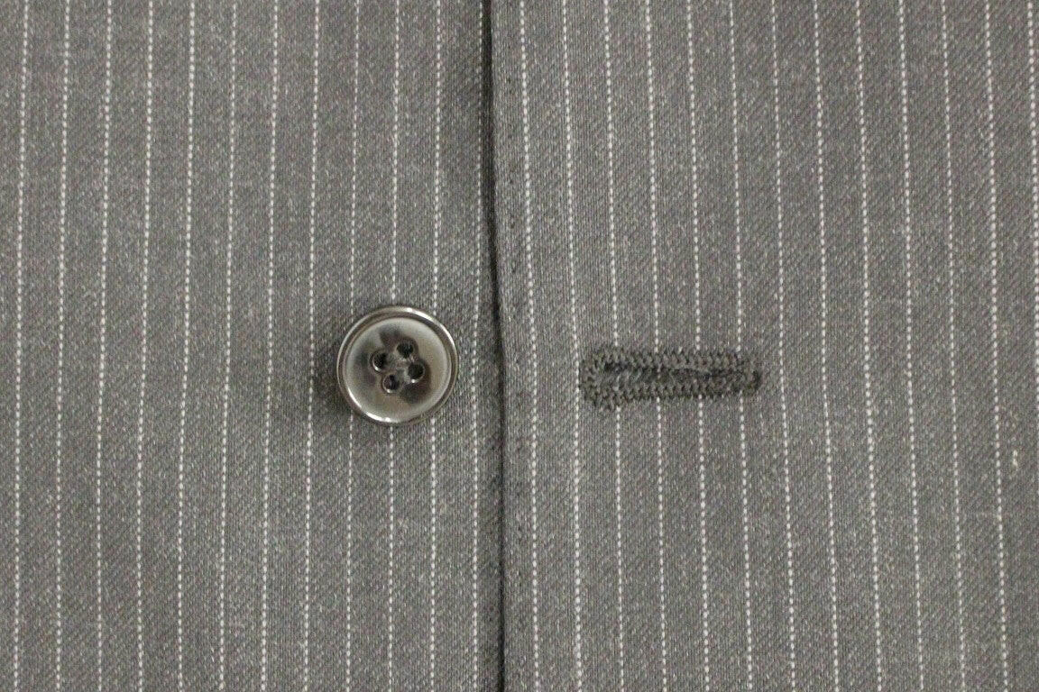 Dolce & Gabbana Gray Striped Wool Single Breasted Vest -  Vests for Men Suits -  Dolce & Gabbana.