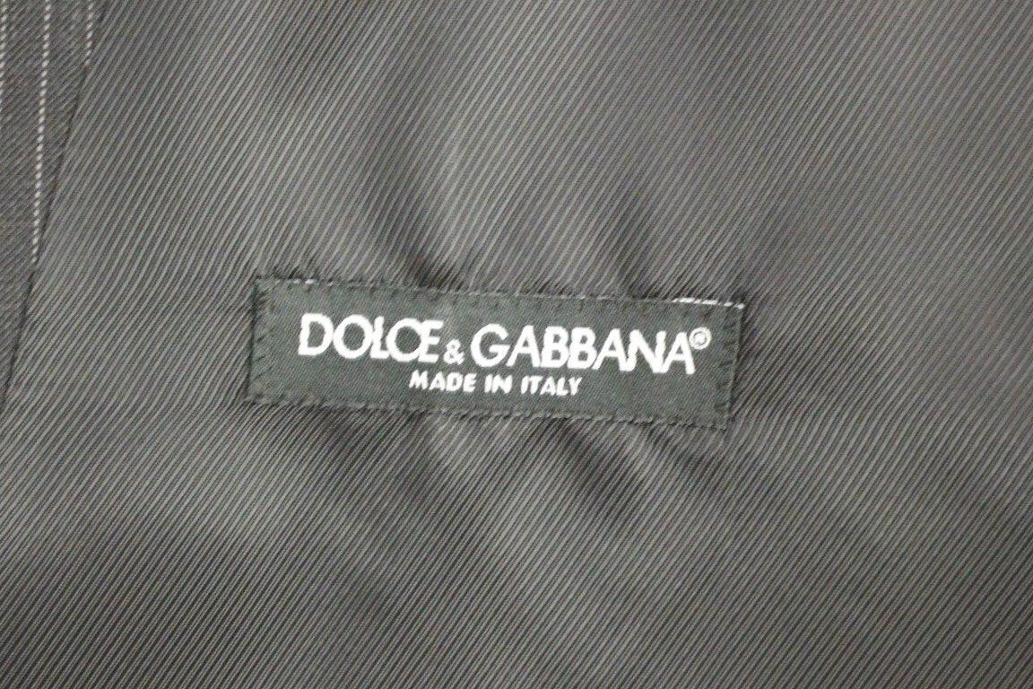 Dolce & Gabbana Gray Striped Wool Single Breasted Vest -  Vests for Men Suits -  Dolce & Gabbana.