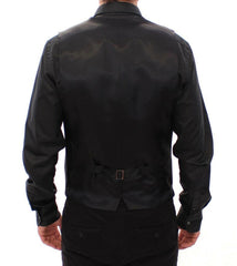 Dolce & Gabbana Black Striped Wool Logo Vest -  Vests for Men Suits -  Dolce & Gabbana.