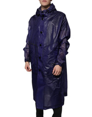 Dolce & Gabbana Dark Blue Cotton Hooded Men Raincoat Jacket -   -  Dolce & Gabbana.