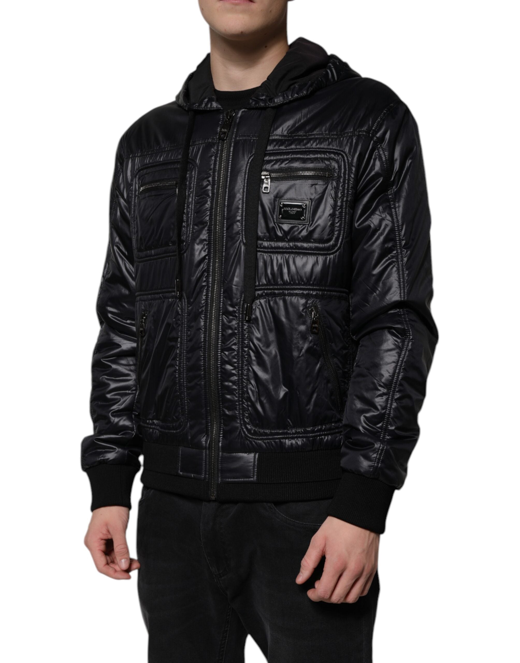 Dolce & Gabbana Black Nylon Hooded Full Zip Blouson Jacket -   -  Dolce & Gabbana.