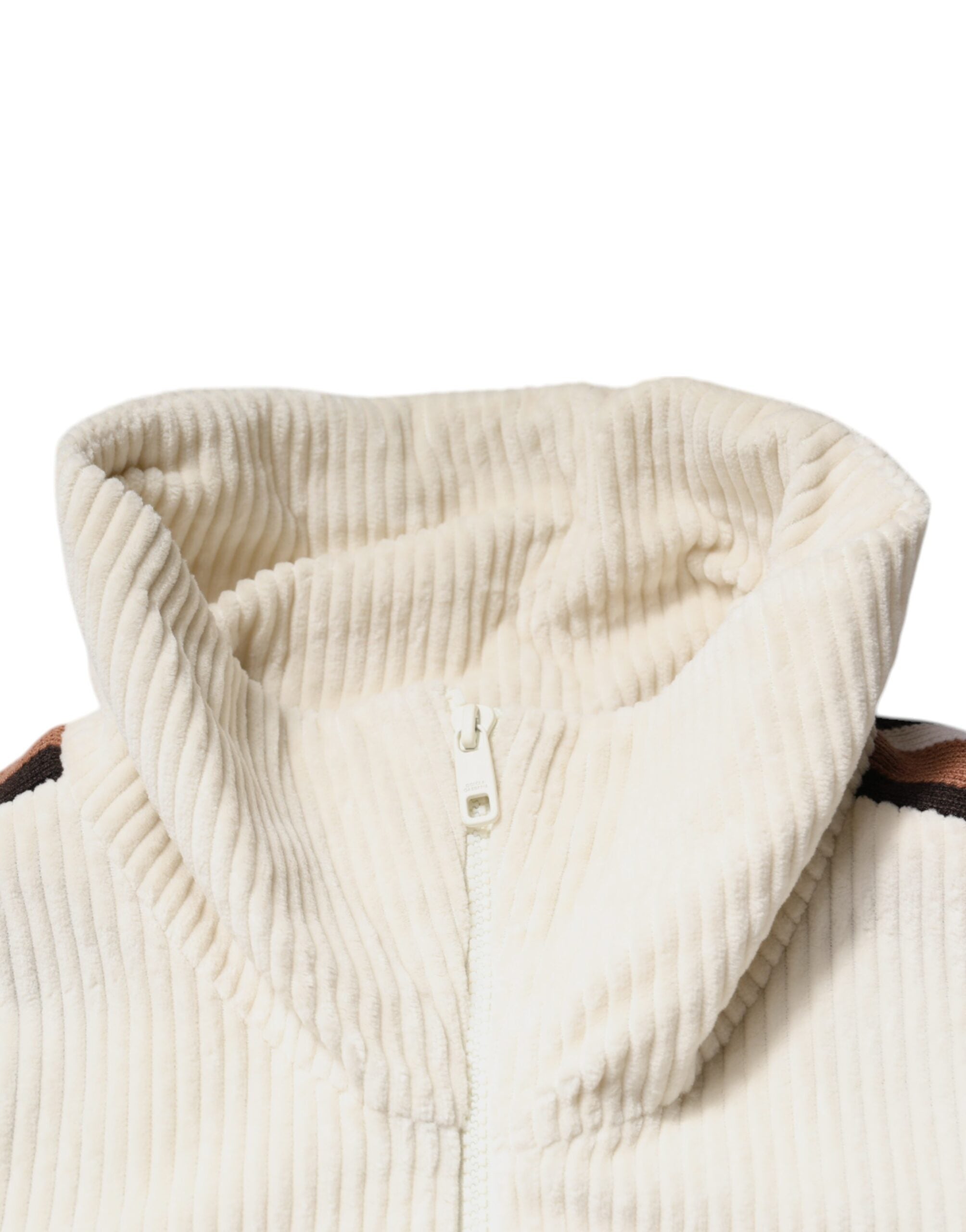 Dolce & Gabbana Beige Logo Applique Cotton Corduroy Full Zip Jacket -   -  Dolce & Gabbana.
