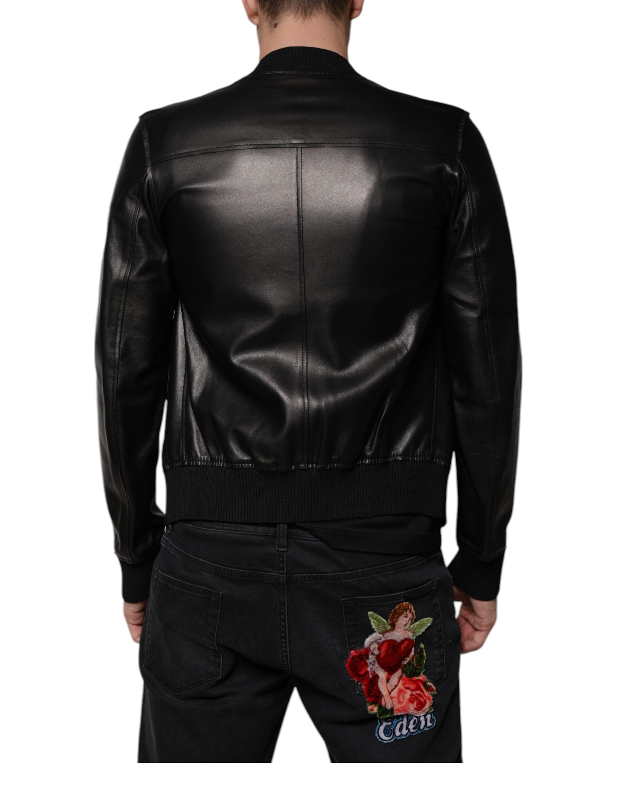 Dolce & Gabbana Black Lambskin Full Zip Biker Blouson Jacket -   -  Dolce & Gabbana.