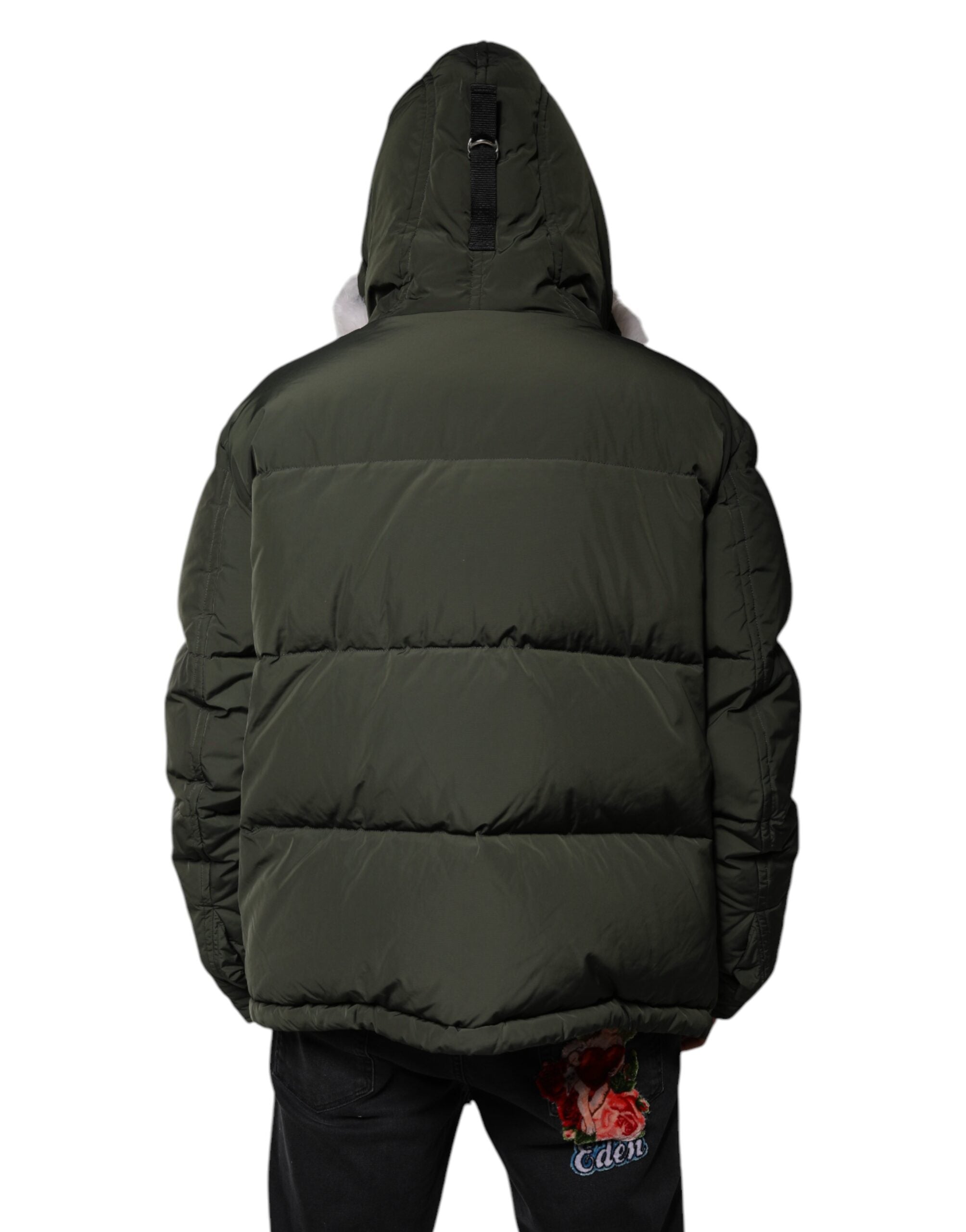 Dsquared² Green Hooded Long Sleeves Fur Shearling Jacket -   -  Dsquared².