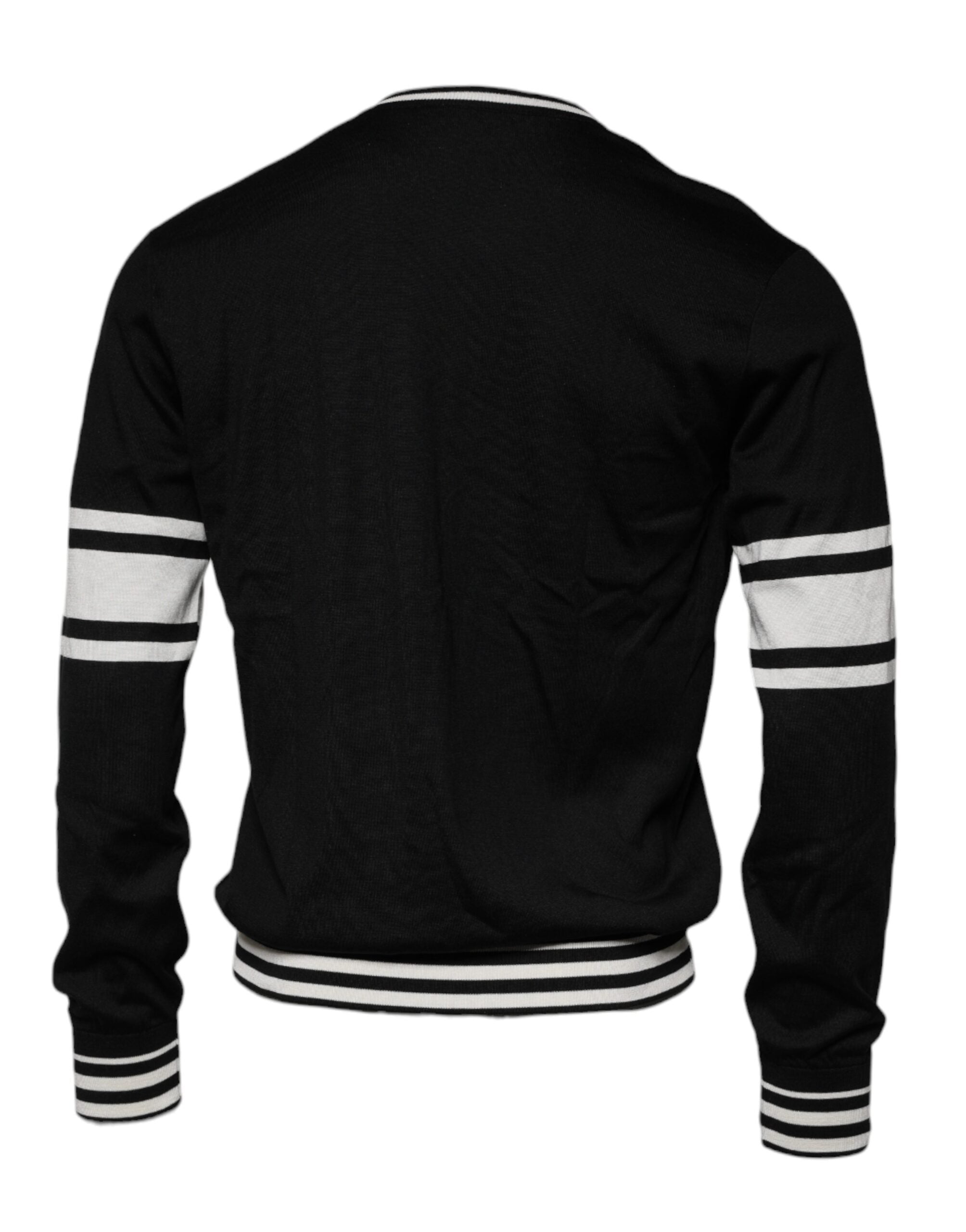 Dolce & Gabbana Black White Guitar Silk Crew Neck Sweater -   -  Dolce & Gabbana.