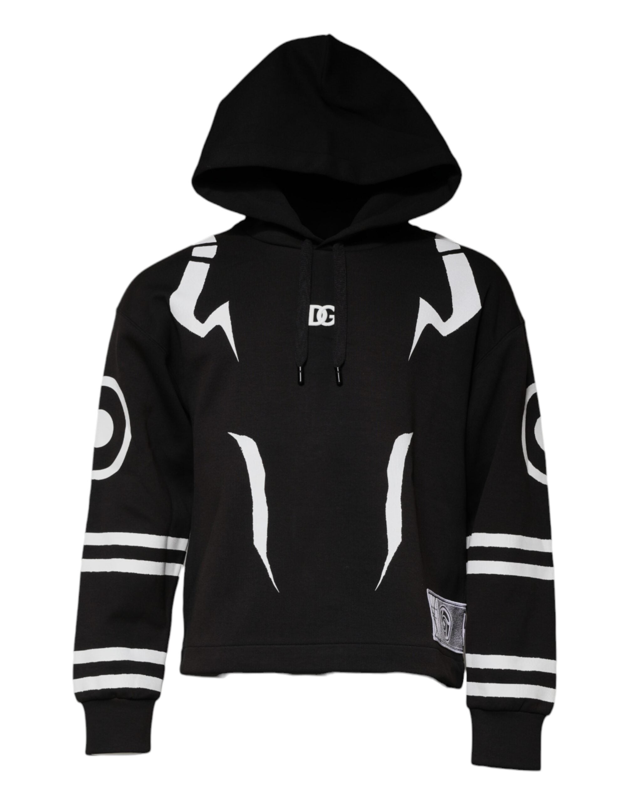 Dolce & Gabbana Black White Logo Hooded Sweatshirt Sweater -   -  Dolce & Gabbana.