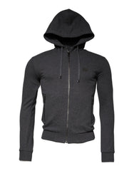 Dolce & Gabbana Gray Logo Full Zip Hooded Sweatshirt Sweater -   -  Dolce & Gabbana.