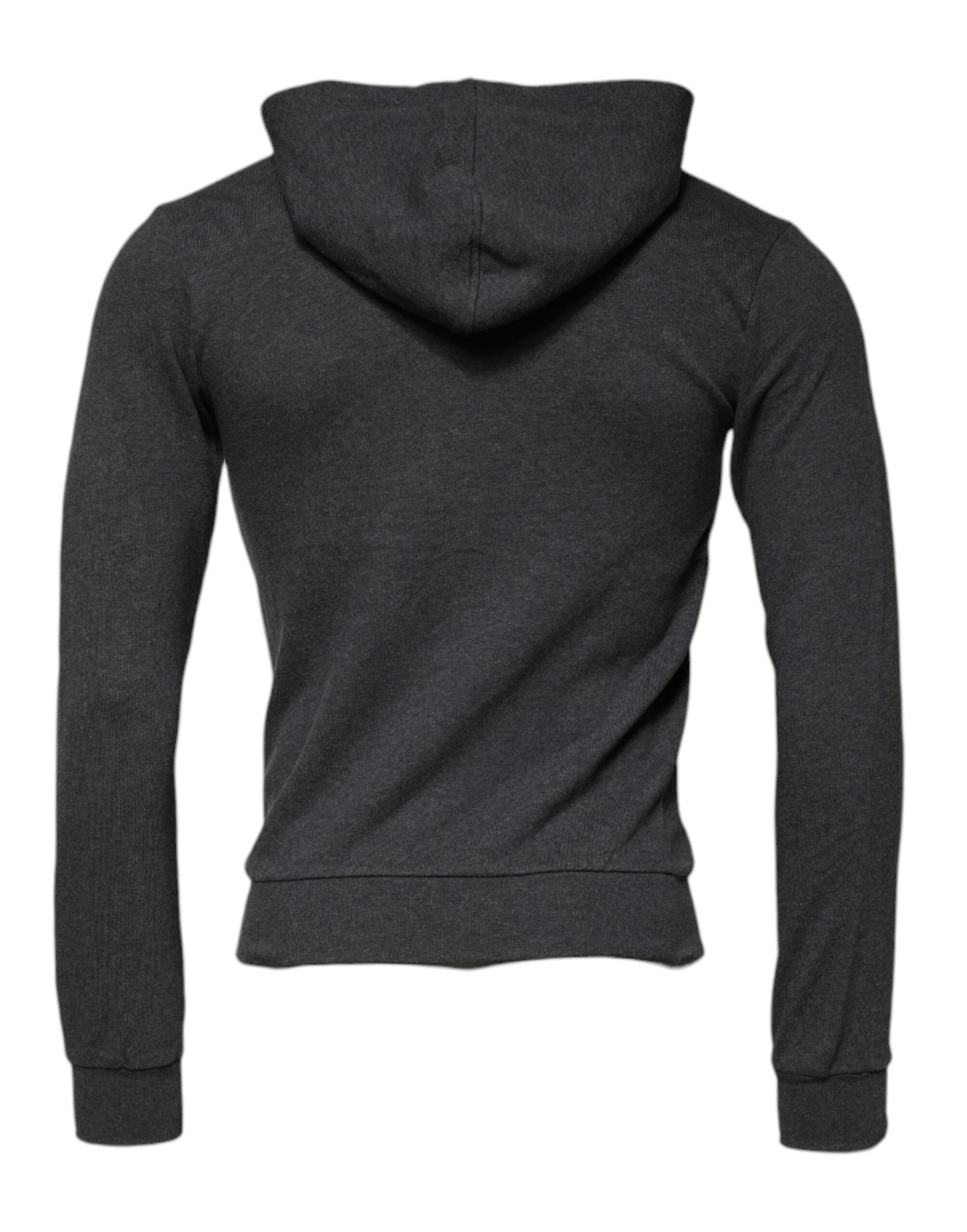 Dolce & Gabbana Gray Logo Full Zip Hooded Sweatshirt Sweater -   -  Dolce & Gabbana.