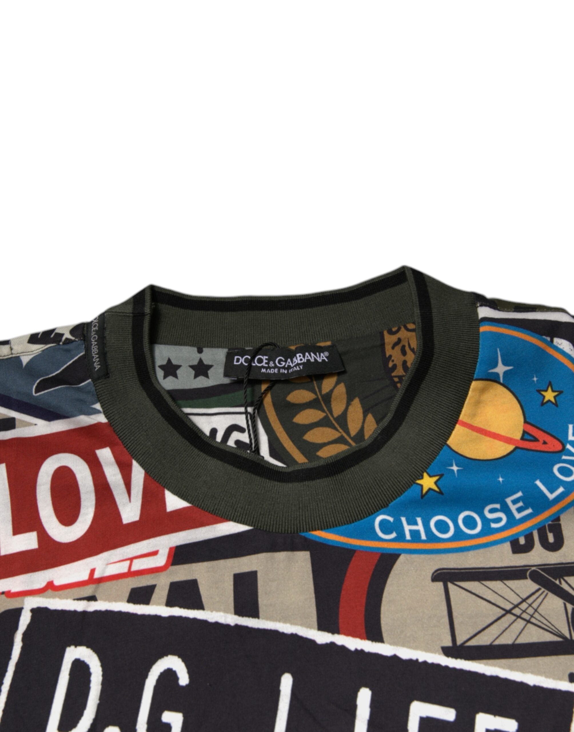 Dolce & Gabbana Multicolor Graphic Print Cotton Crew Neck T-shirt -   -  Dolce & Gabbana.