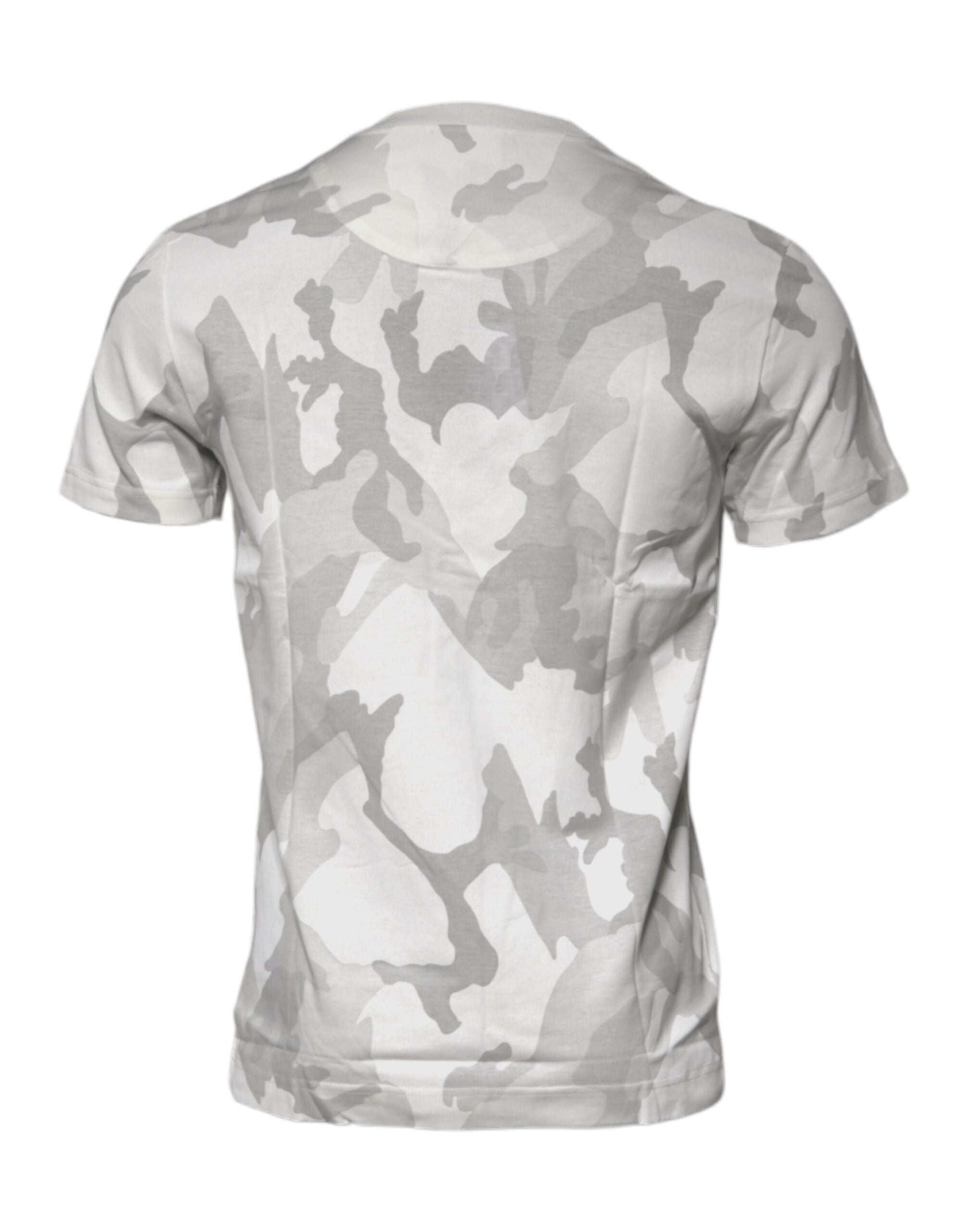 Dolce & Gabbana White Gray Camouflage Cotton Crew Neck T-shirt -   -  Dolce & Gabbana.