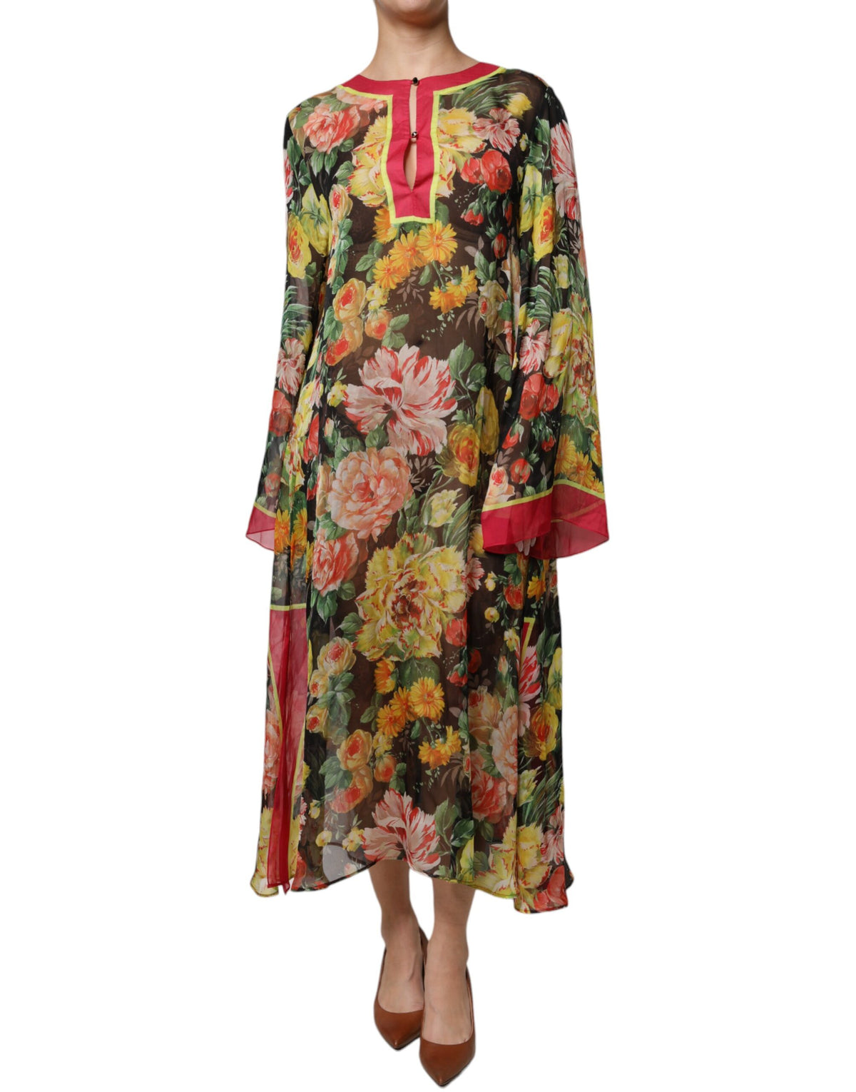 Dolce & Gabbana Multicolor Floral Silk Kaftan Maxi Dress -   -  Dolce & Gabbana.