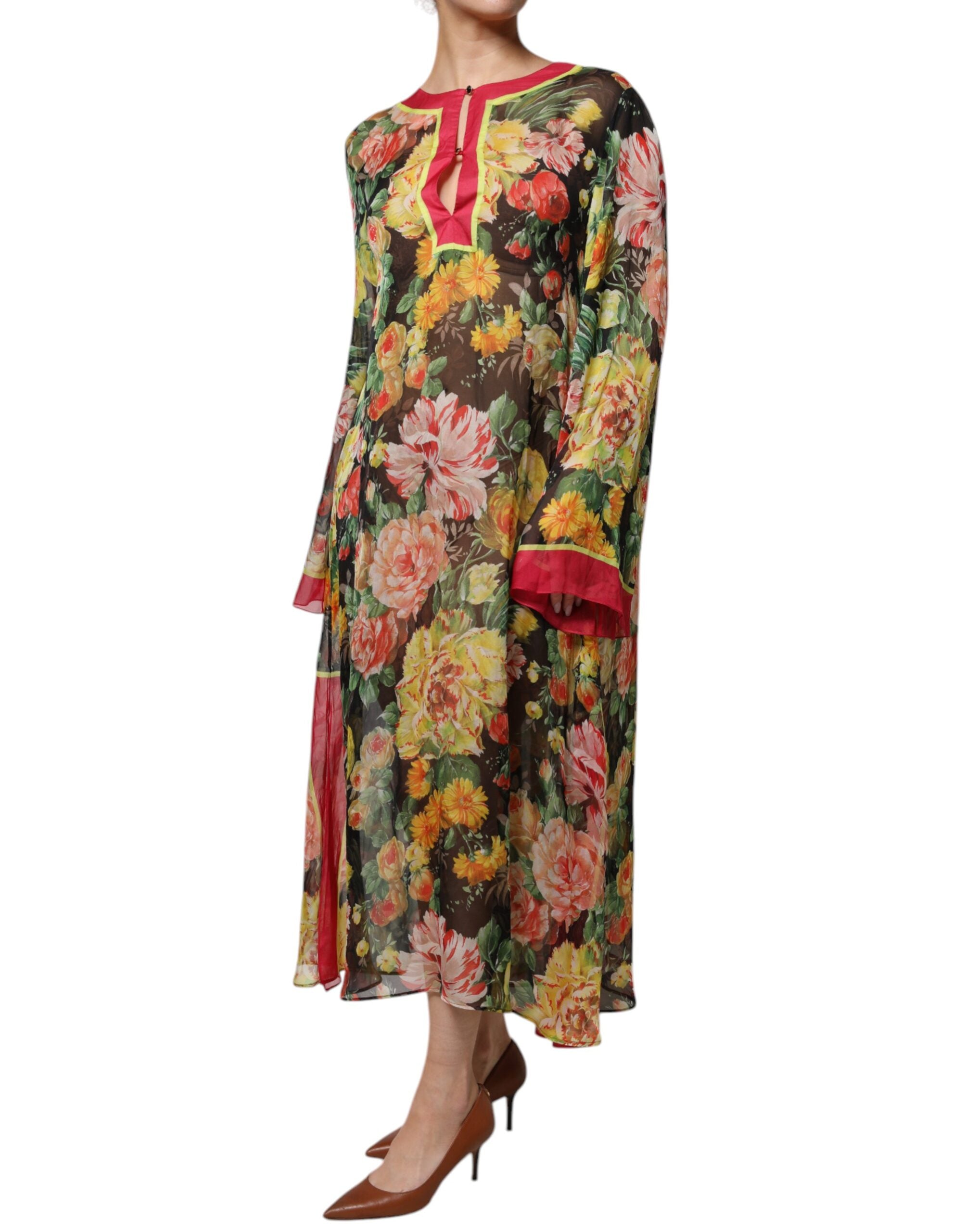Dolce & Gabbana Multicolor Floral Silk Kaftan Maxi Dress -   -  Dolce & Gabbana.