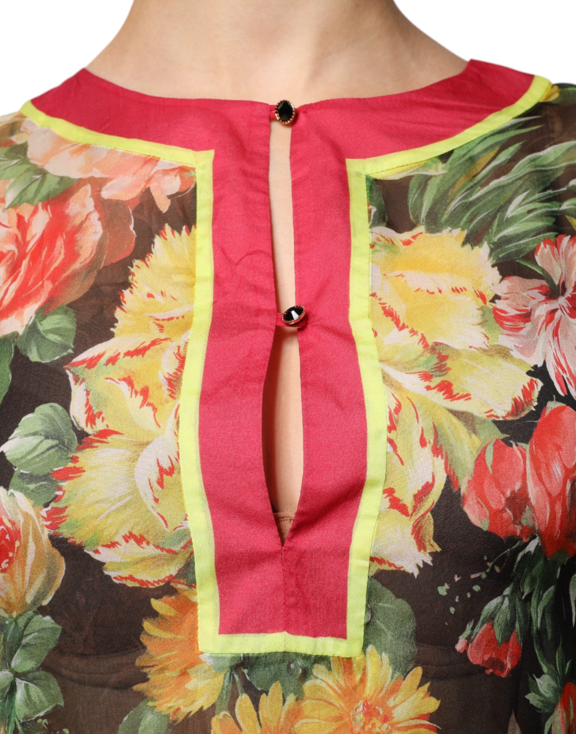 Dolce & Gabbana Multicolor Floral Silk Kaftan Maxi Dress -   -  Dolce & Gabbana.