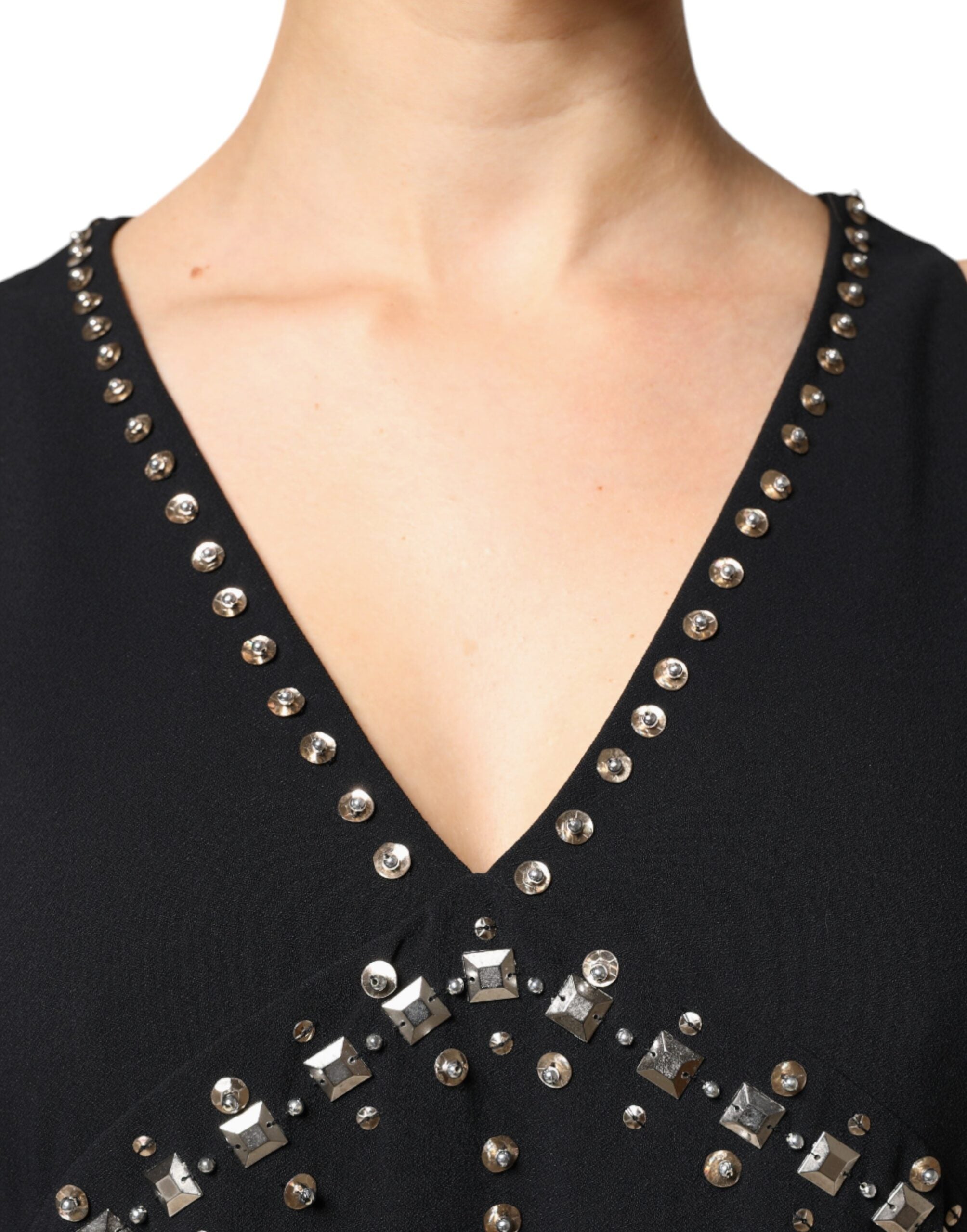 PINKO Black Embellished Polyester Sleeveless Shift A-line Mini Dress -   -  PINKO.