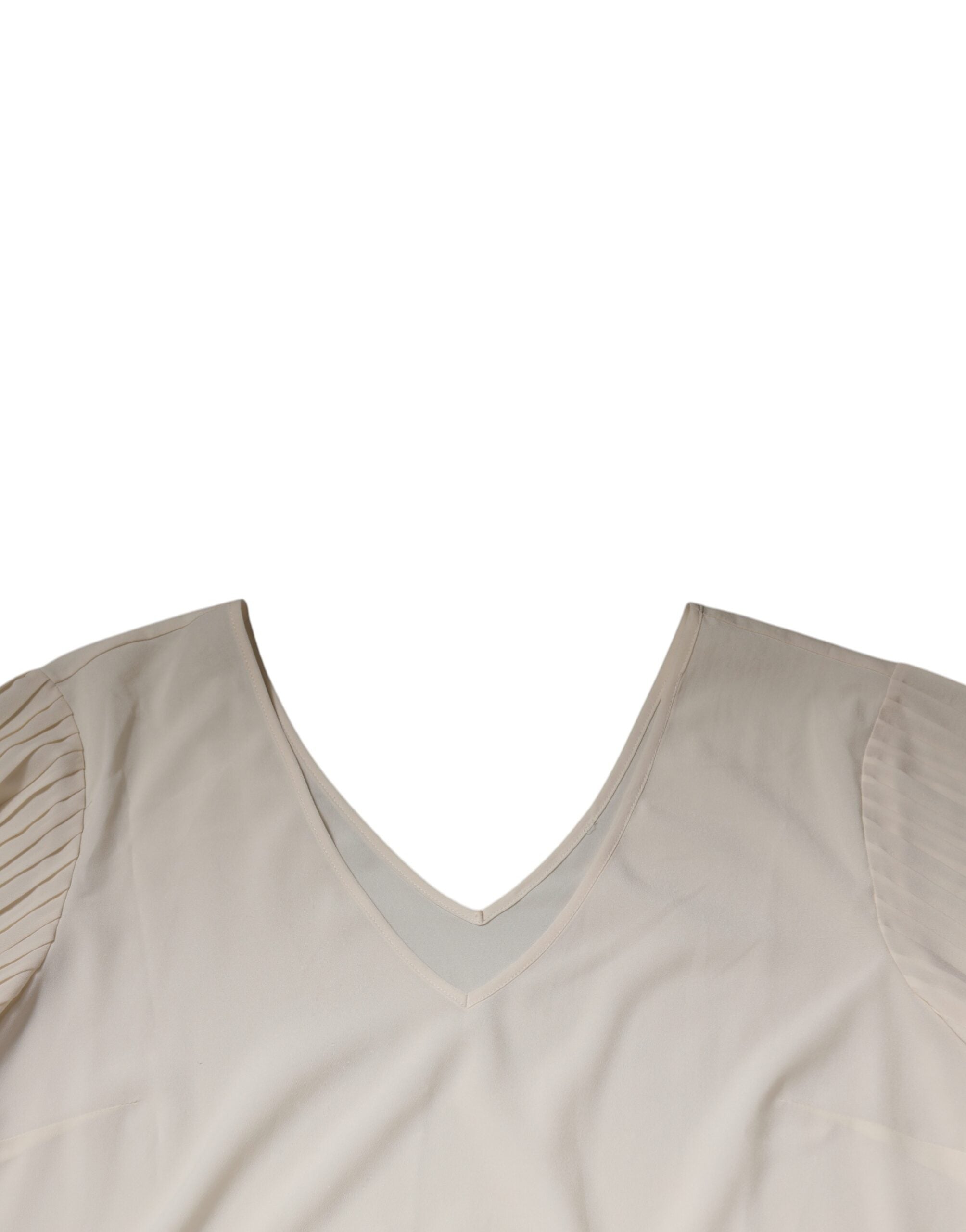 Peserico Off White Short Sleeves V-neck Shift Midi Dress -   -  Peserico.