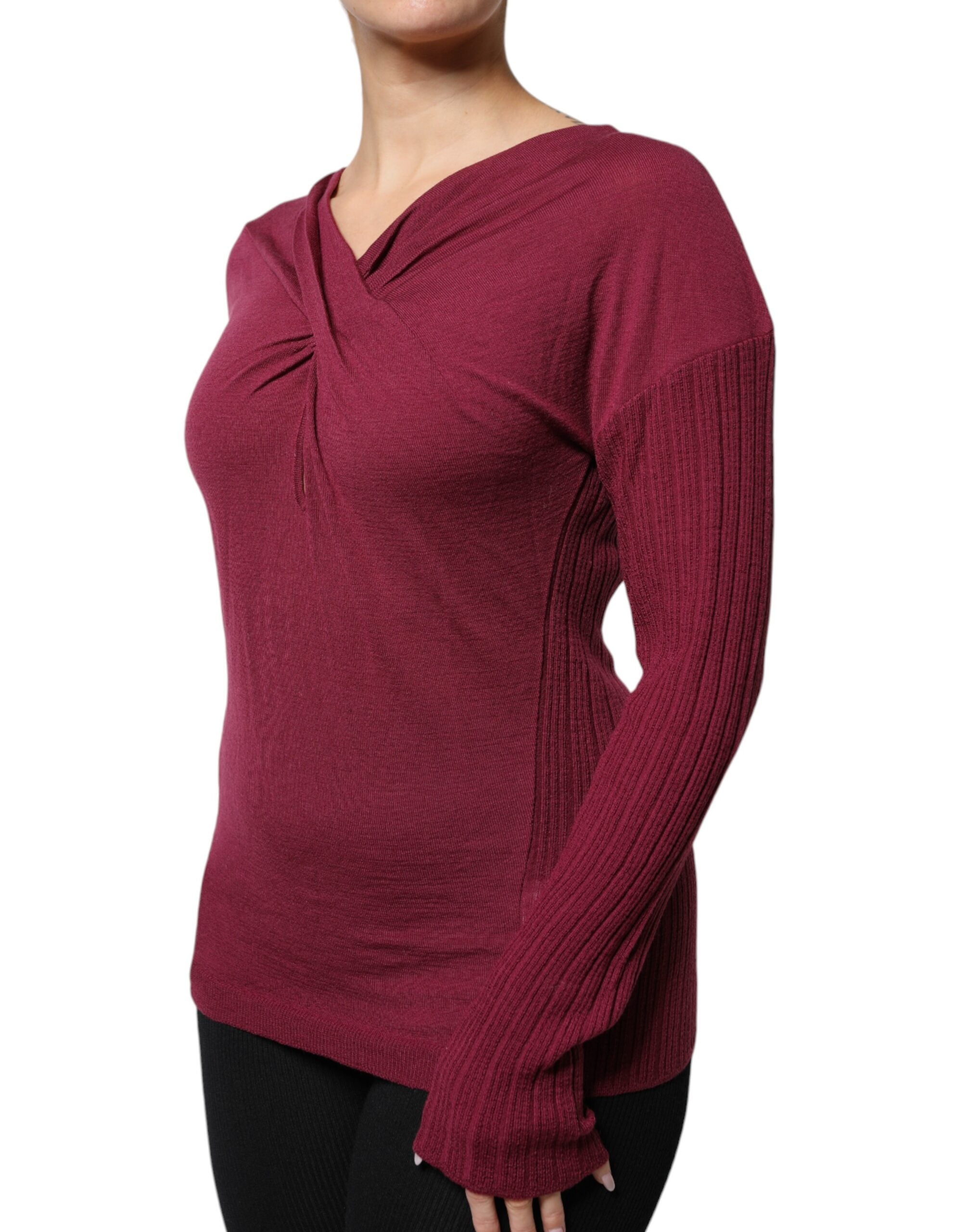 Roberto Cavalli Maroon Jumper Keyhole Knit Pullover Sweater -   -  Roberto Cavalli.