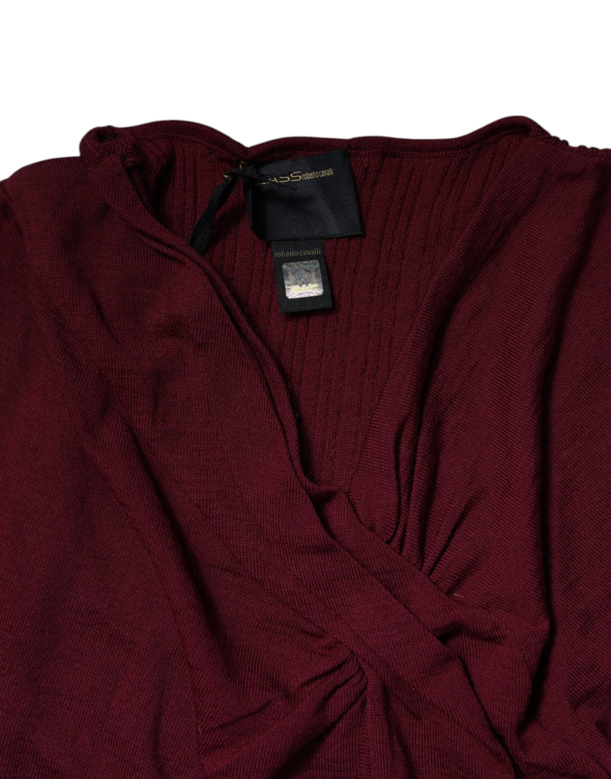 Roberto Cavalli Maroon Jumper Keyhole Knit Pullover Sweater -   -  Roberto Cavalli.