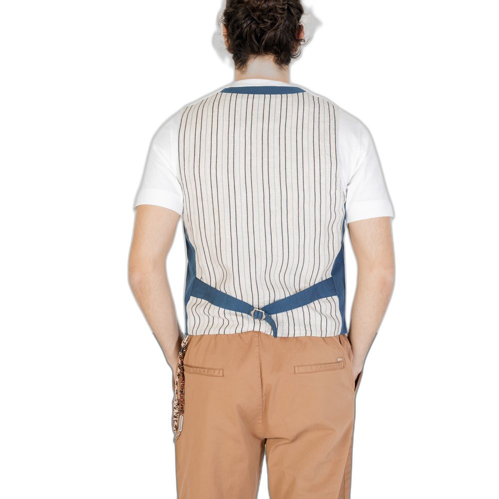 Gianni Lupo Blue Cotton Waistcoat -  Vests for Men Suits -  Gianni Lupo.