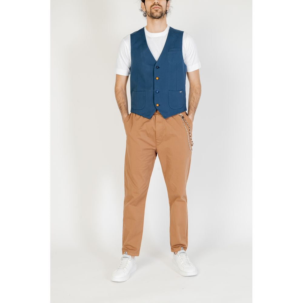 Gianni Lupo Blue Cotton Waistcoat -  Vests for Men Suits -  Gianni Lupo.