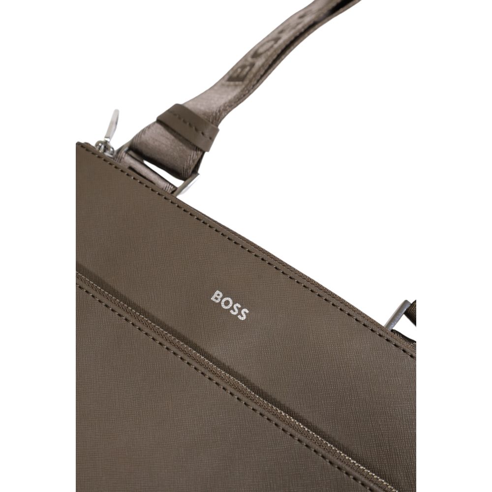 Hugo Boss Green Leather Messenger Bag -   -  Hugo Boss.