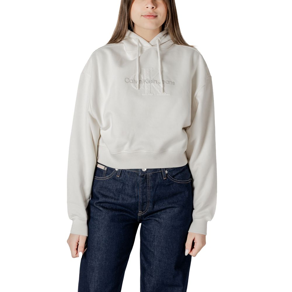 Calvin Klein Jeans Cream Cotton Hoody -   -  Calvin Klein Jeans.