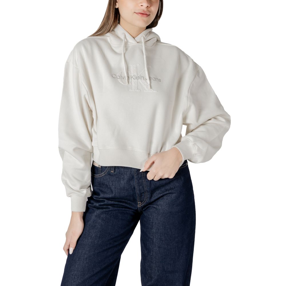 Calvin Klein Jeans Cream Cotton Hoody -   -  Calvin Klein Jeans.