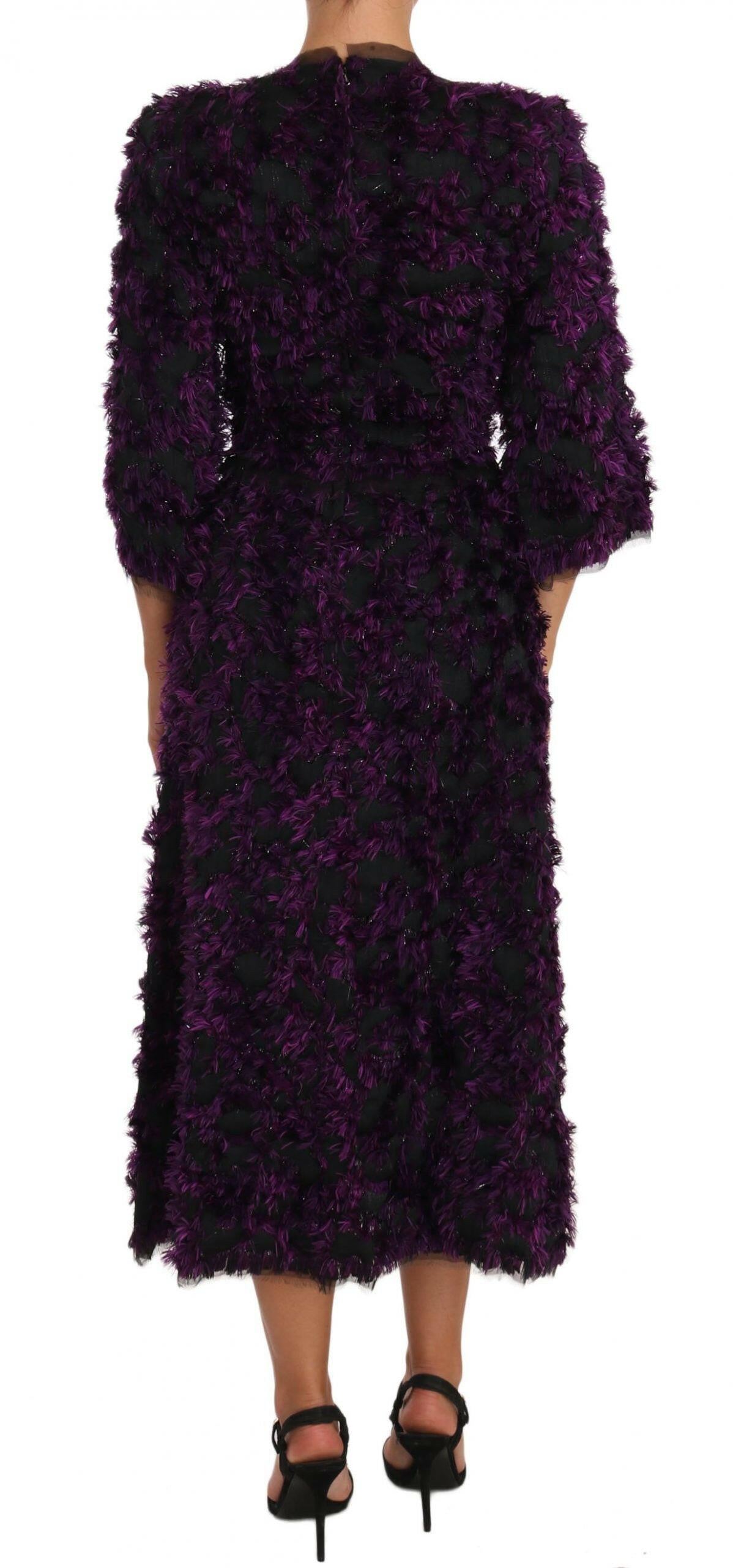 Dolce & Gabbana Purple Fringe Midi Sheath Dress -   -  Dolce & Gabbana.