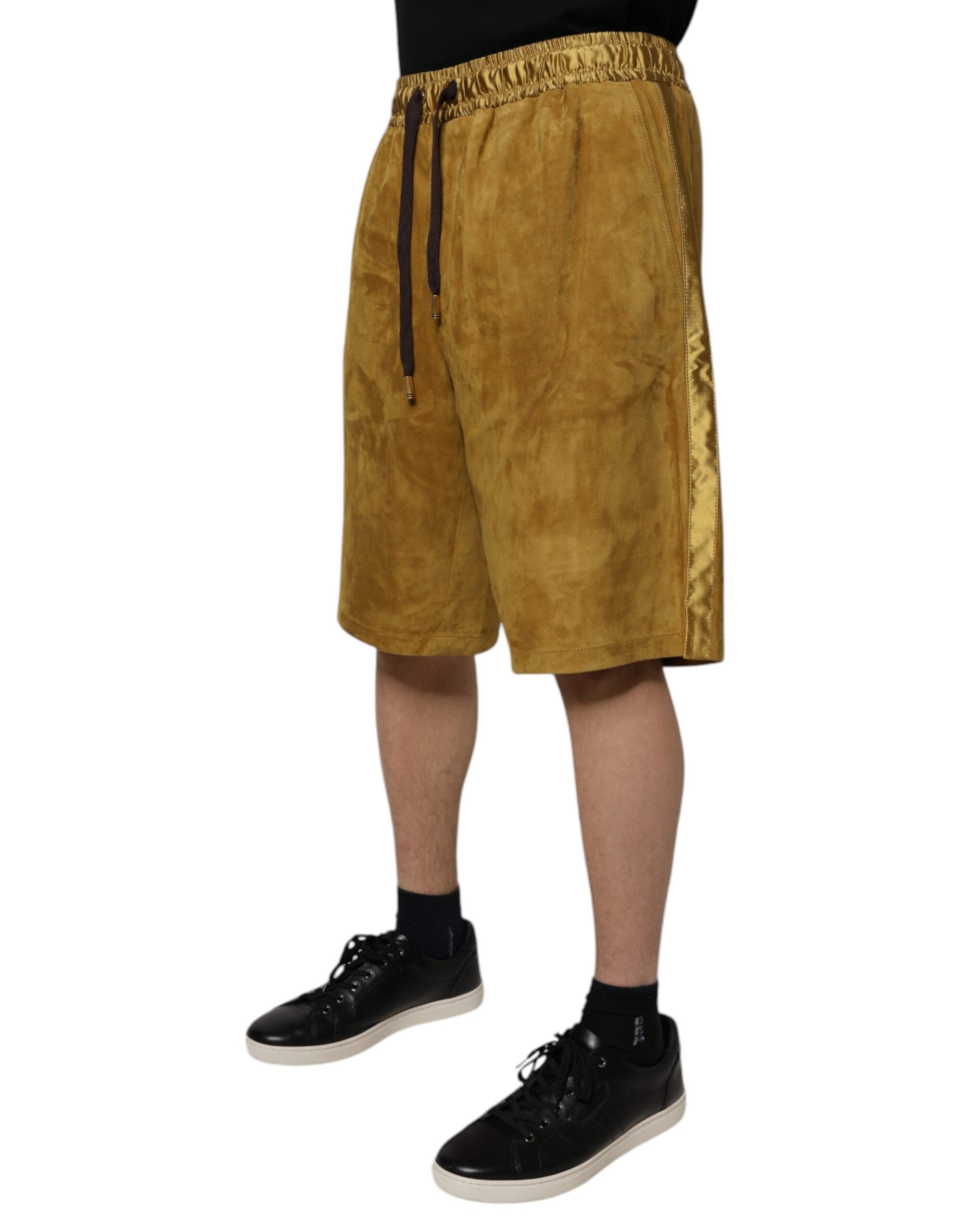 Dolce & Gabbana Brown Lambskin Suede Men Bermuda Shorts -   -  Dolce & Gabbana.