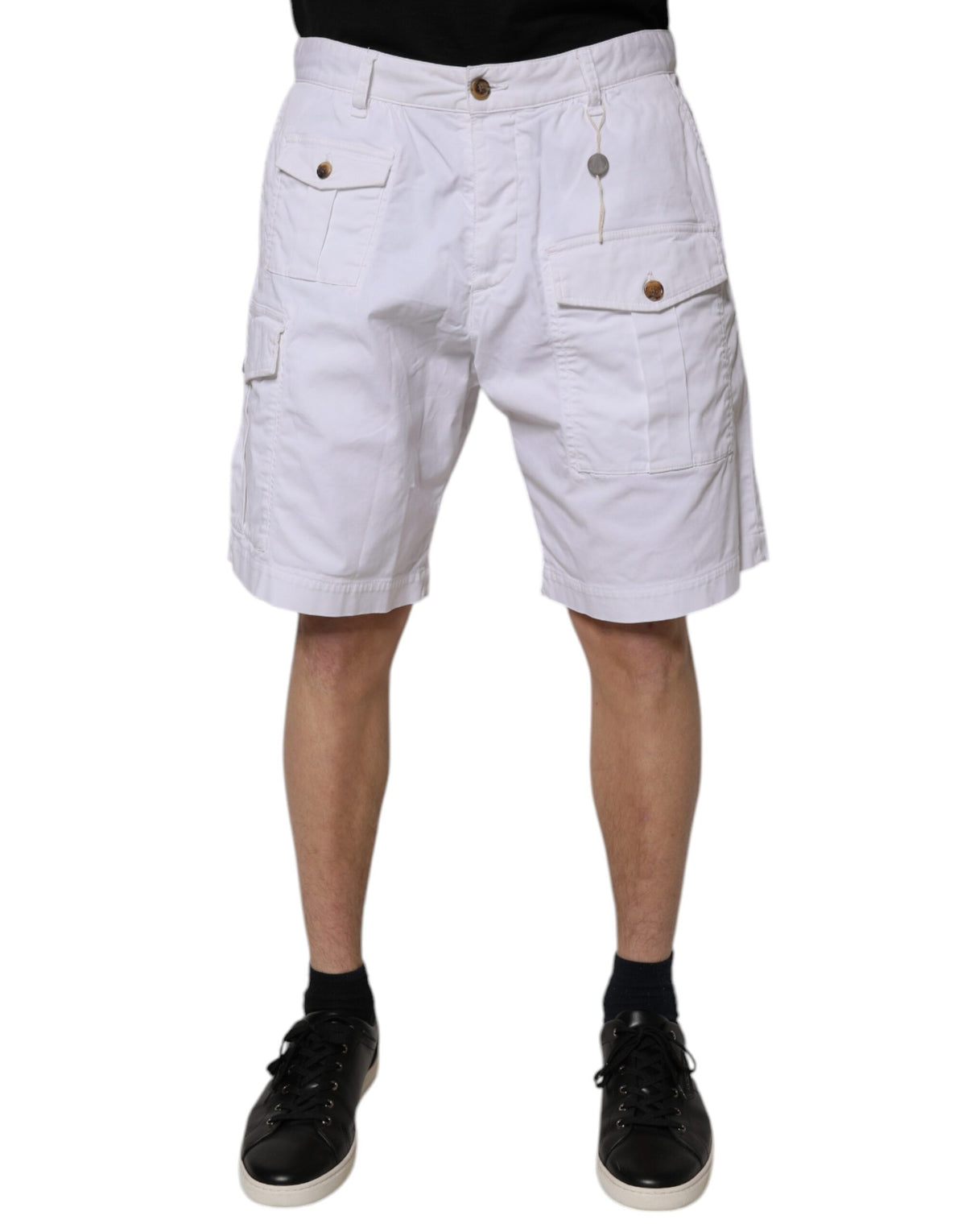 Dsquared² White Cargo Denim Mid Waist Casual Bermuda Shorts -   -  Dsquared².
