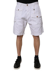 Dsquared² White Cargo Denim Mid Waist Casual Bermuda Shorts -   -  Dsquared².