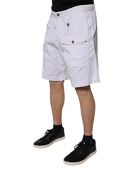 Dsquared² White Cargo Denim Mid Waist Casual Bermuda Shorts -   -  Dsquared².