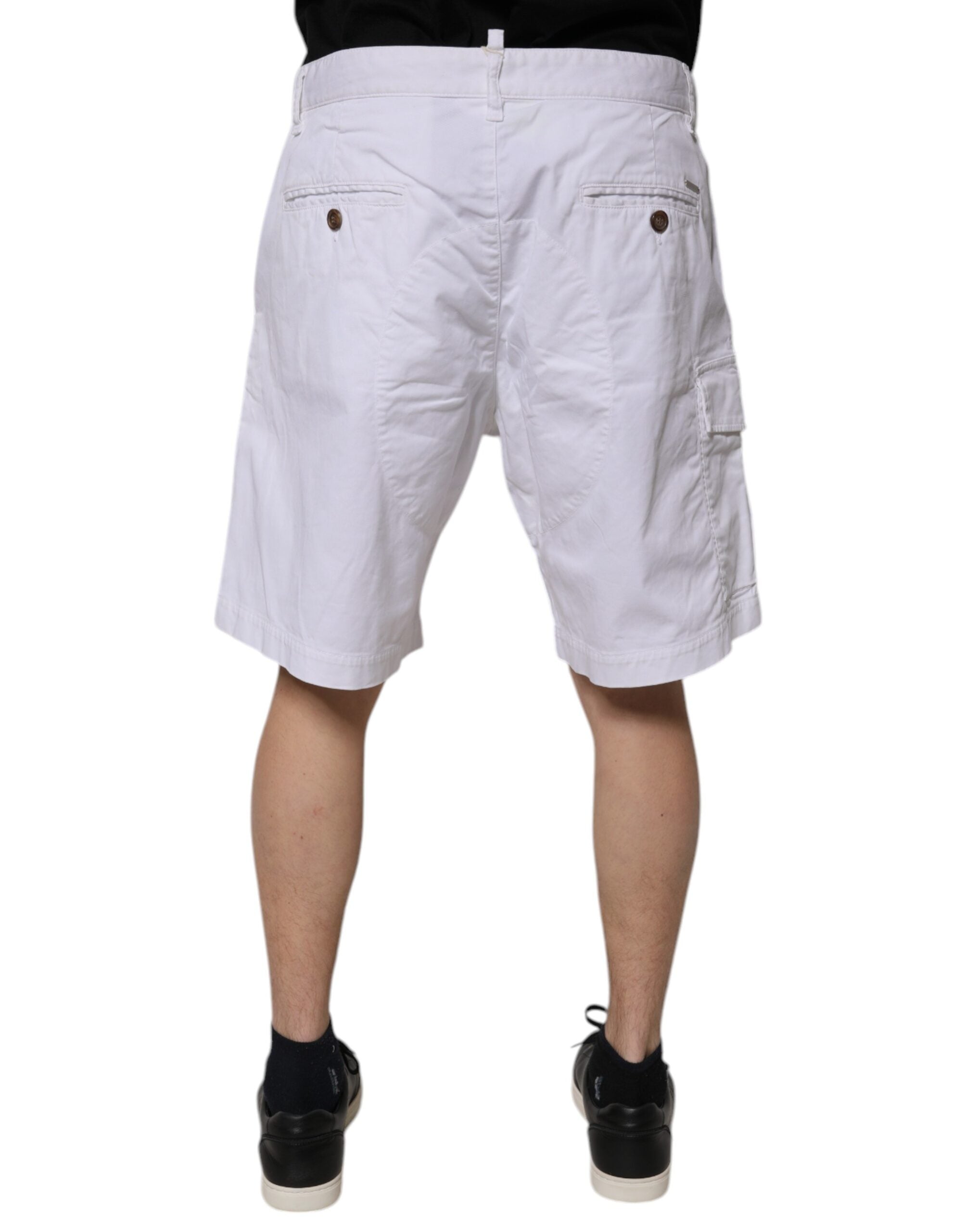 Dsquared² White Cargo Denim Mid Waist Casual Bermuda Shorts -   -  Dsquared².