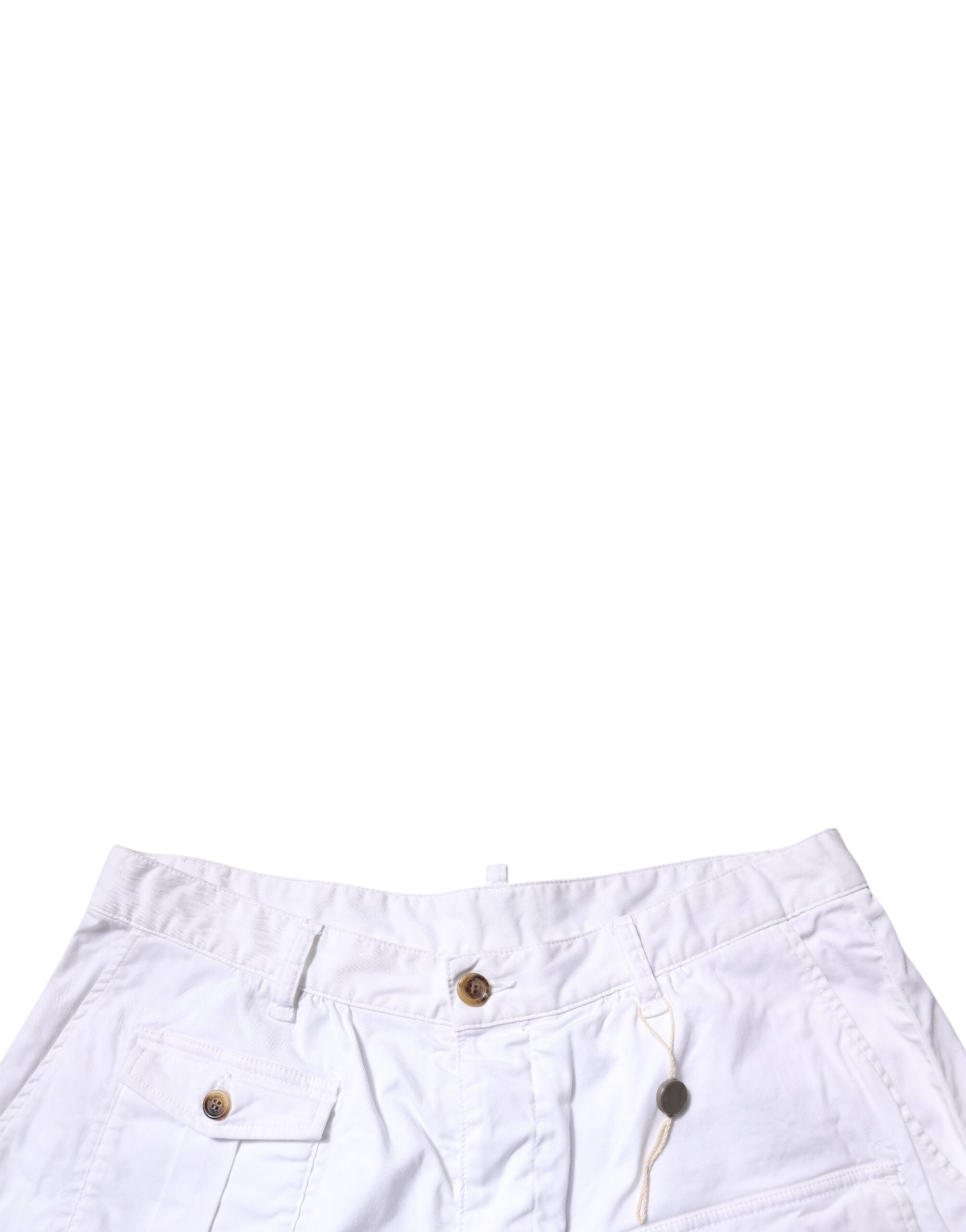 Dsquared² White Cargo Denim Mid Waist Casual Bermuda Shorts -   -  Dsquared².
