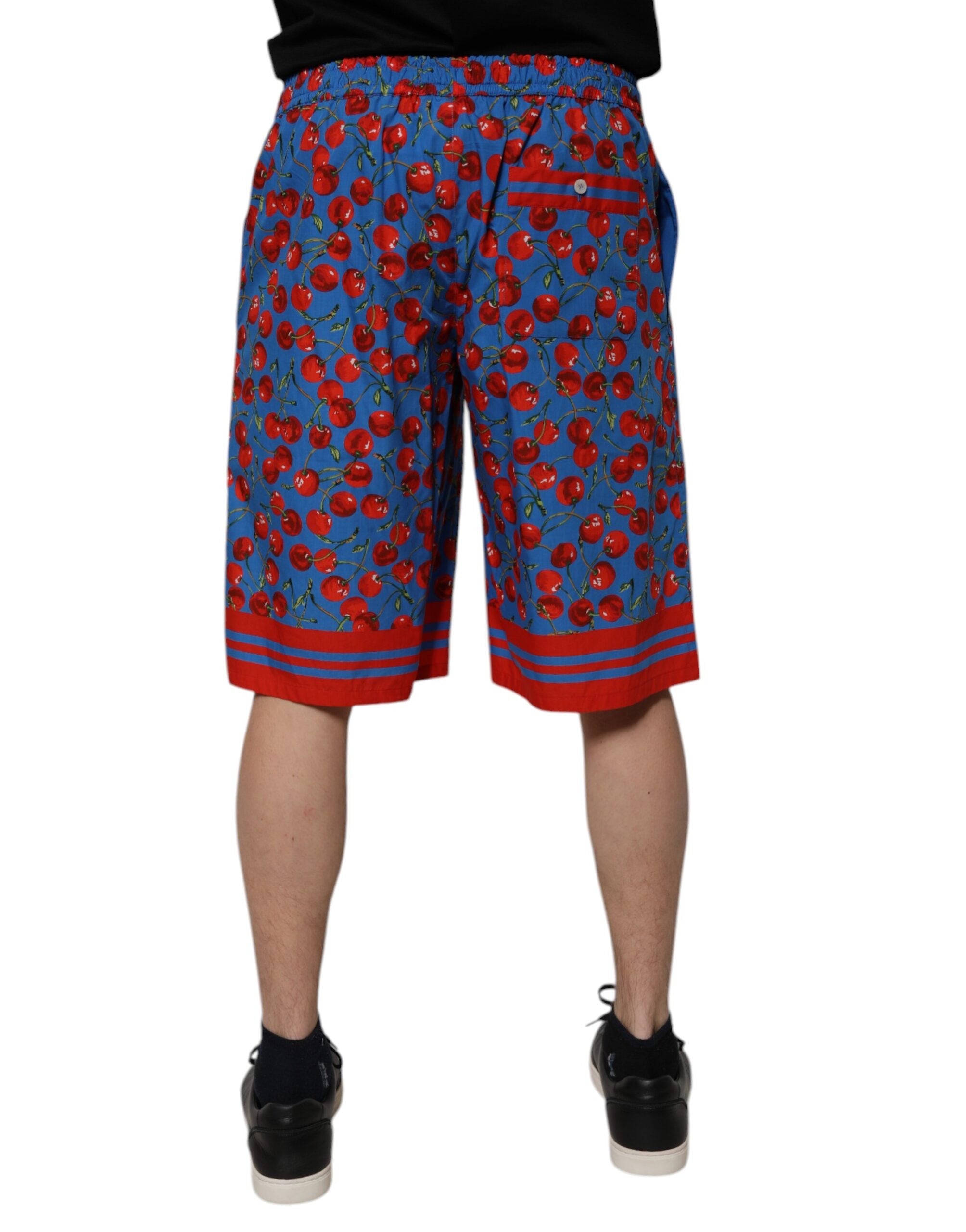 Dolce & Gabbana Blue Cherry Print Cotton Men Bermuda Shorts -   -  Dolce & Gabbana.