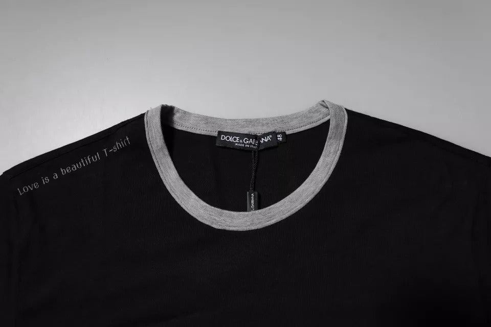 Dolce & Gabbana Black Logo Cotton Crew Neck Men Tee T-shirt -   -  Dolce & Gabbana.