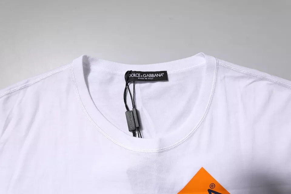 Dolce & Gabbana White Logo Tape Cotton Crew Neck T-shirt -   -  Dolce & Gabbana.