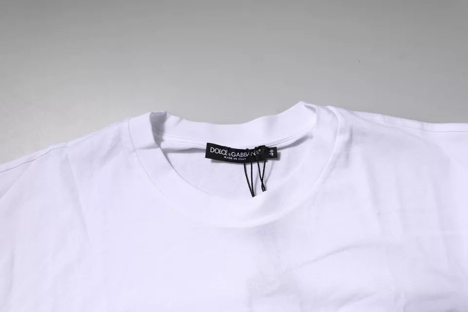 Dolce & Gabbana White Logo Patch Cotton Crew Neck T-shirt -   -  Dolce & Gabbana.